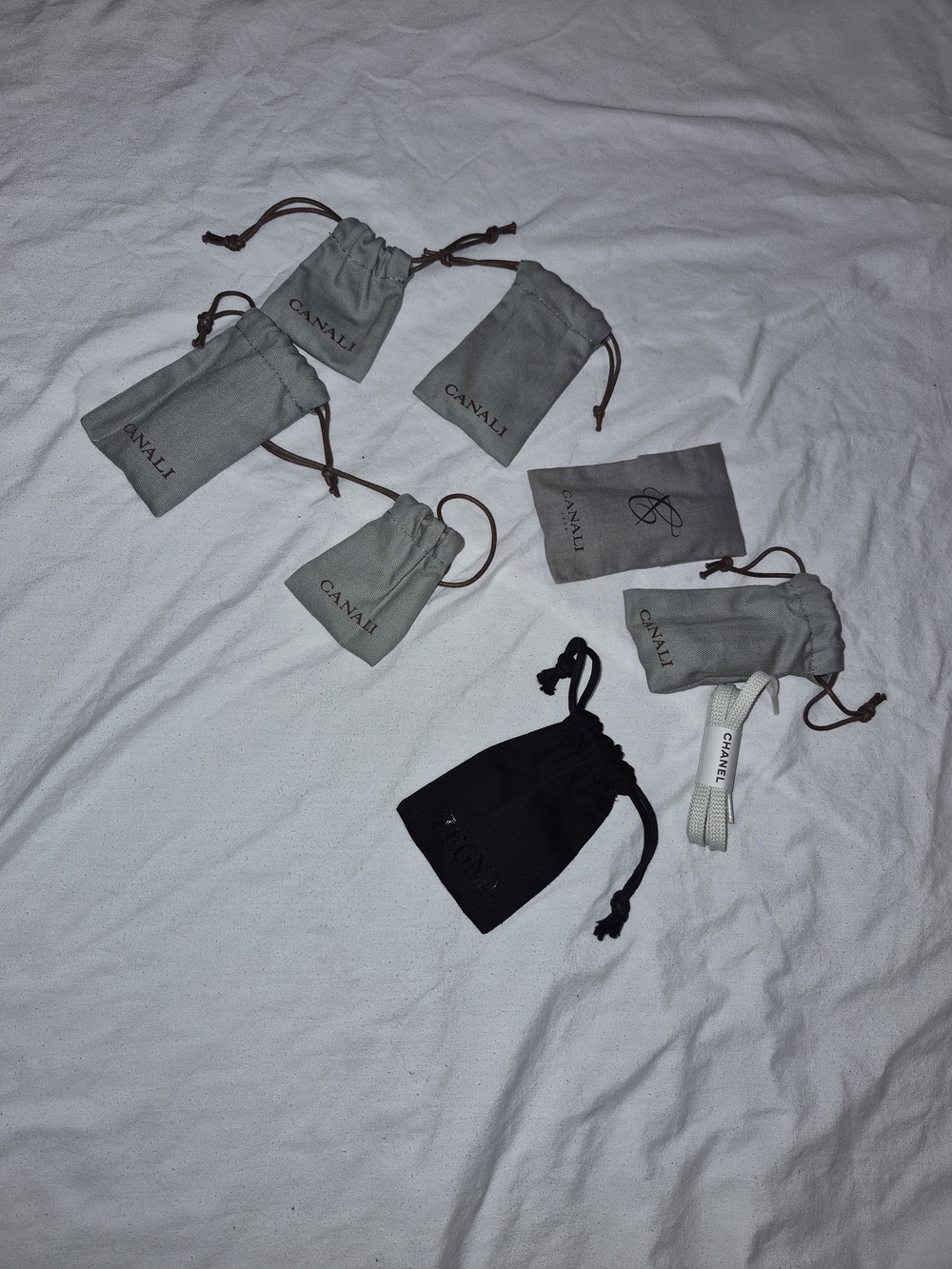 Designer Accesory Pouch Sets with Buttons or Shoe Laces